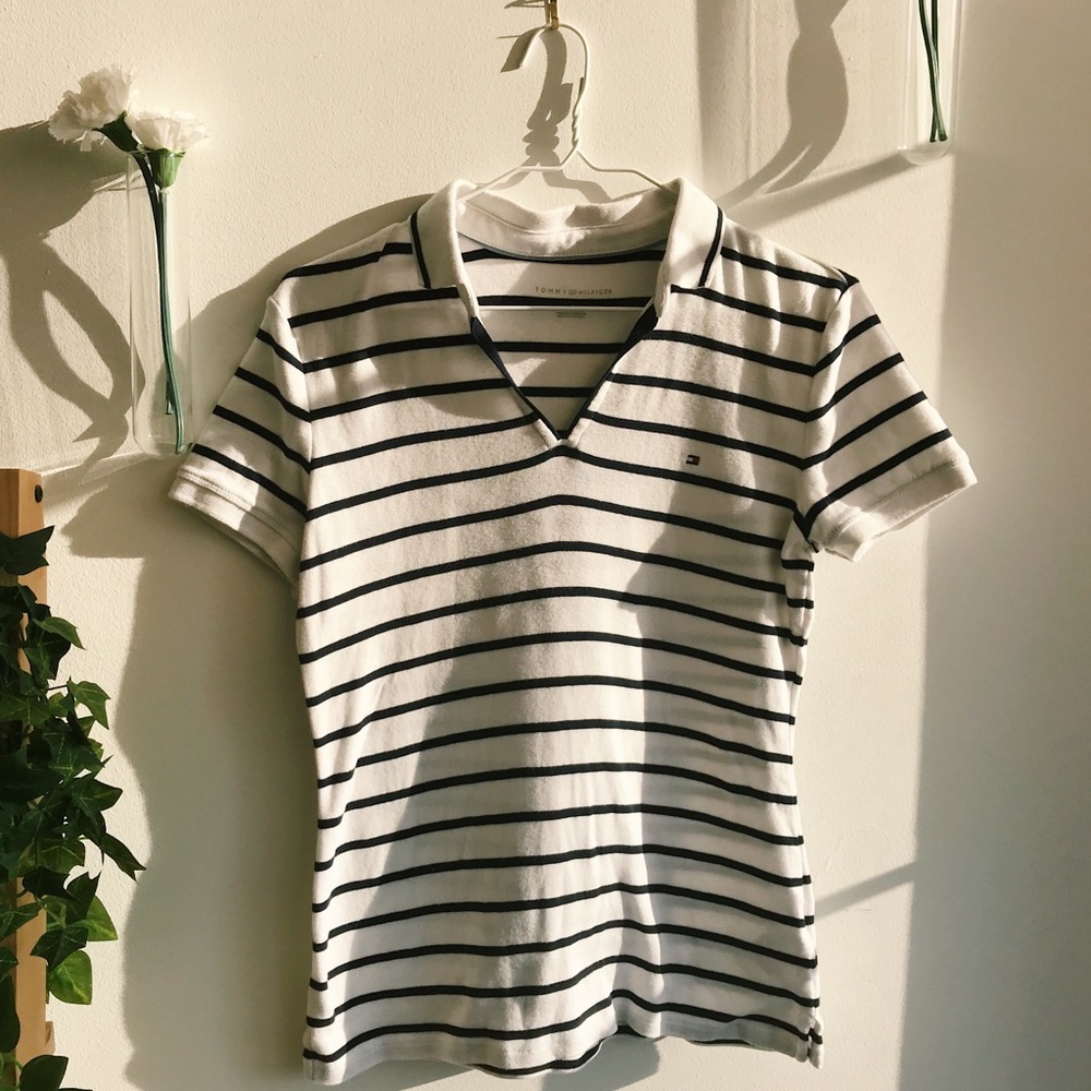 Tommy Hilfiger | Navy and White Striped Polo